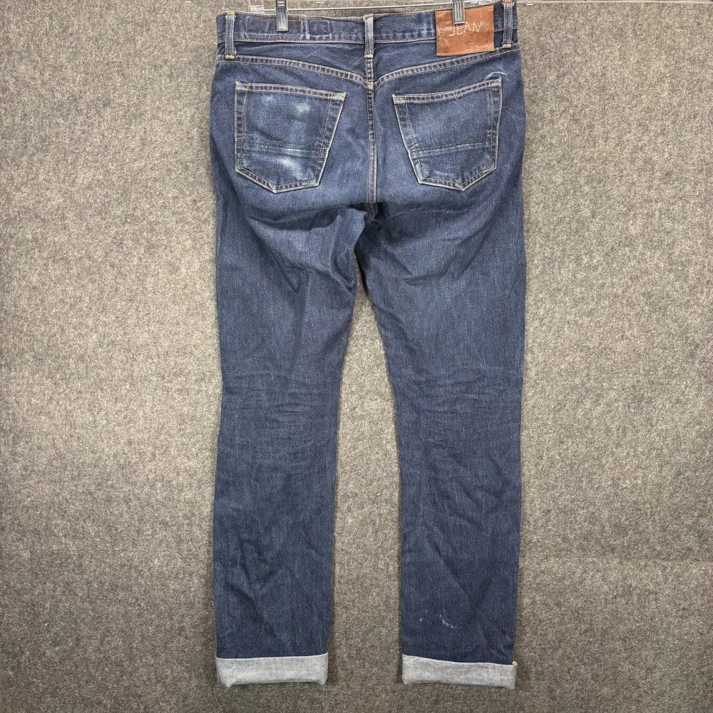 Jean Shop Bowie Slim Selvedge Jeans Men 32L Blue Button Fly White Oak Cone Denim